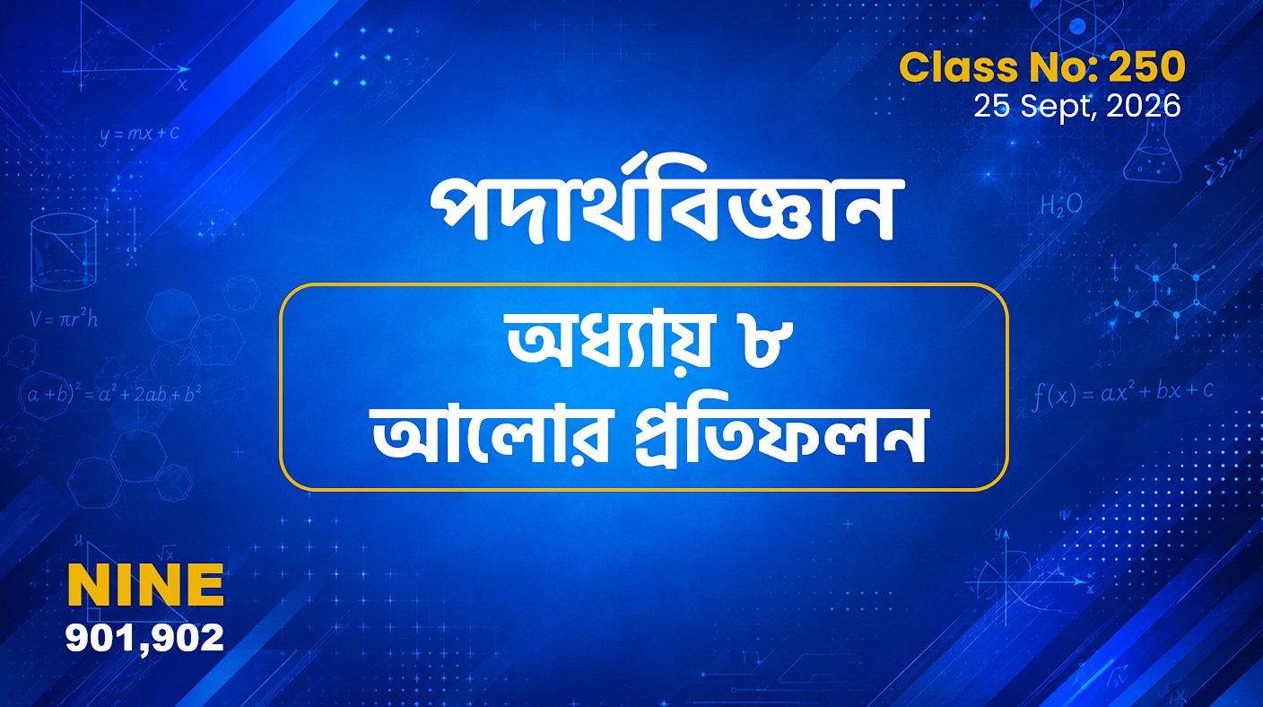 Class Nine (901,902) [ Class No:250] পদার্থবিজ্ঞান - অধ্যায় ৮ আলোর প্রতিফলন