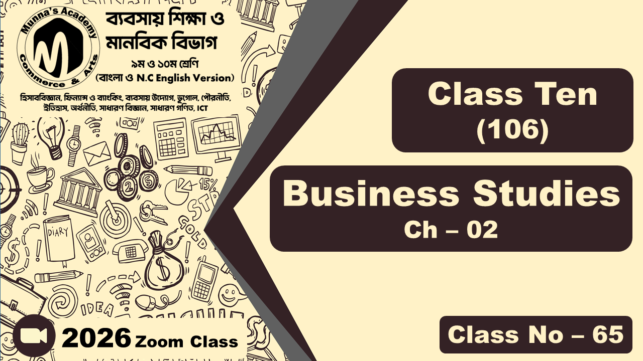 Class Ten - Commerce (N.C - 106) [Class No- 65] Business Studies, Ch - 2