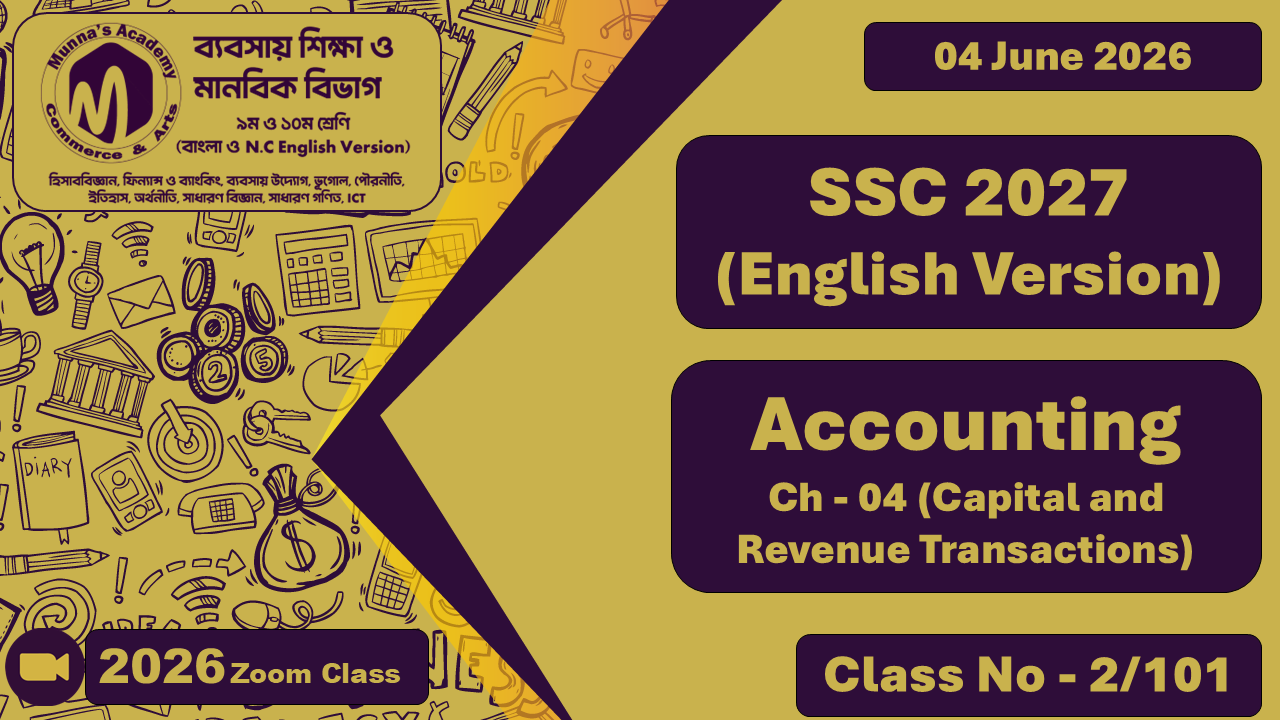 SSC 2027 - N.C Commerce [Class No - 2/101] Accounting, Ch - 04 (Capital and Revenue Transactions)