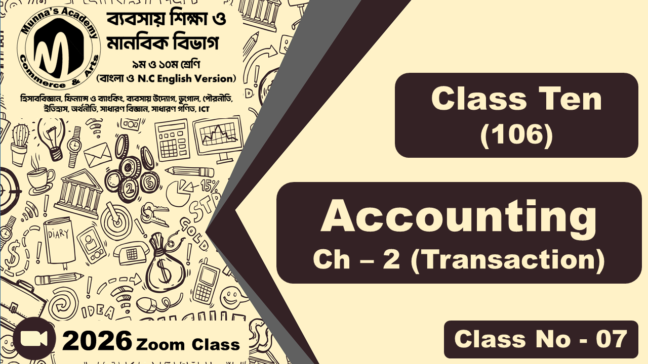 Class Ten-Commerce (N.C - 106) [Class No-07] Accounting, Ch - 2 (Transaction)
